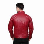 Leather Jacket – Distressed Brown Real Leather Motorcycle Jacket, Windproof Standing Collar - Image 2