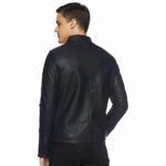 Leather Jacket – Distressed Brown Real Leather Motorcycle Jacket, Windproof Standing Collar - Image 2