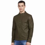 Leather Jacket – Distressed Brown Real Leather Motorcycle Jacket, Windproof Standing Collar