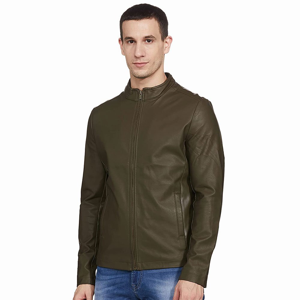 71rwpOtKv5L._UL1500_ Leather Jacket – Distressed Brown Real Leather Motorcycle Jacket, Windproof Standing Collar - Image 1