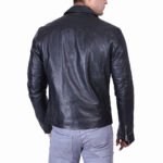 Leather Jacket – Distressed Brown Real Leather Motorcycle Jacket, Windproof Standing Collar - Image 2
