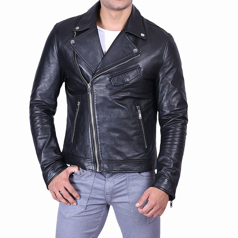 81lfkisHxiL._UL1500_ Leather Jacket – Distressed Brown Real Leather Motorcycle Jacket, Windproof Standing Collar - Image 1
