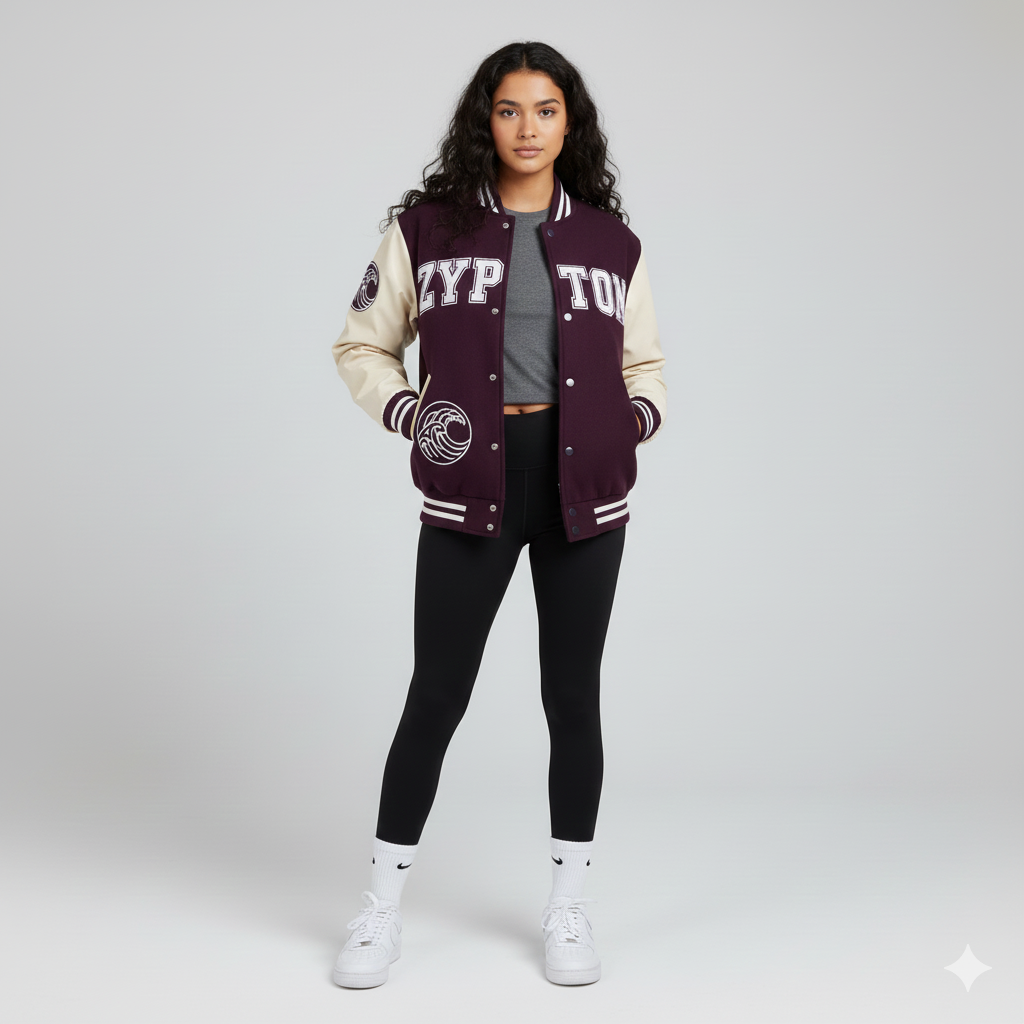 Gemini_Generated_Image_unj93yunj93yunj9 Authentic Letterman Varsity Jacket – Heavyweight Wool & Soft Touch Sleeves – Retro College Baseball Bomber for Men, Women & Youth - Image 1